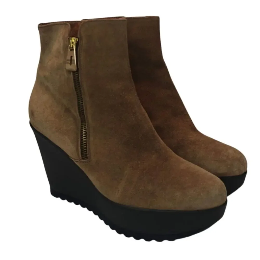 Vintage Y2K brown Platform wedge booties sz 8.5